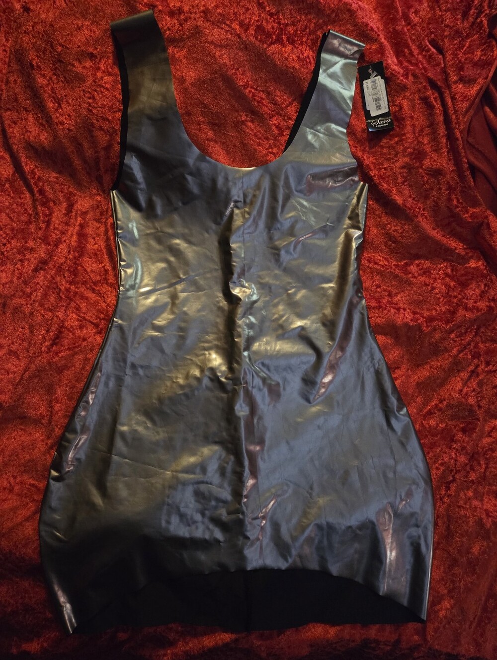 Shiny Grey Latex Like One-Piece Dress